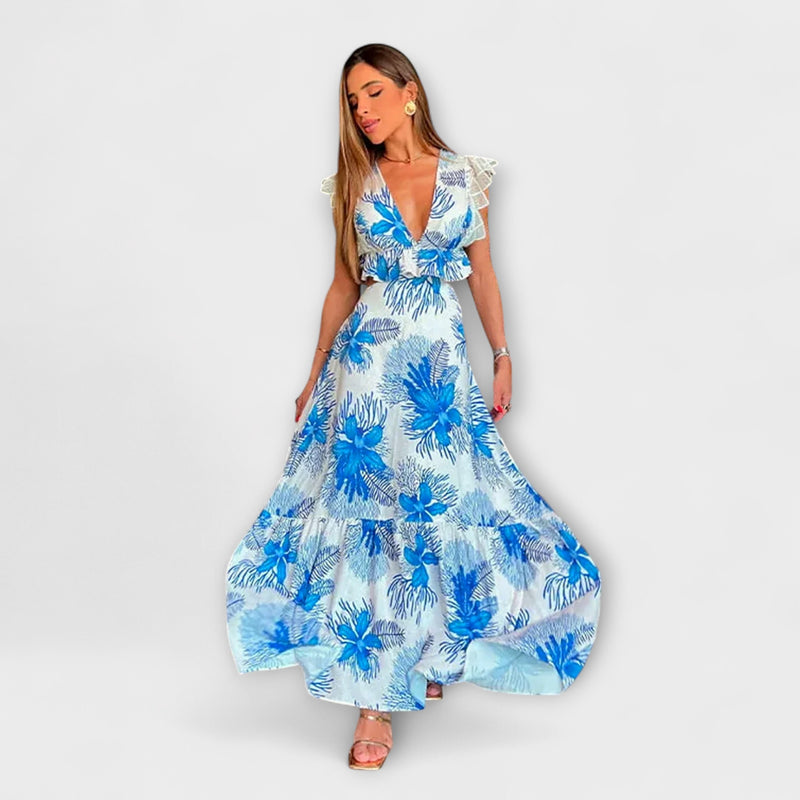 Margie - Trendy Mouwloze Kanten Maxi Jurk