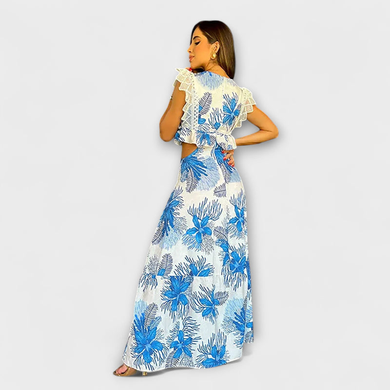 Margie - Trendy Mouwloze Kanten Maxi Jurk
